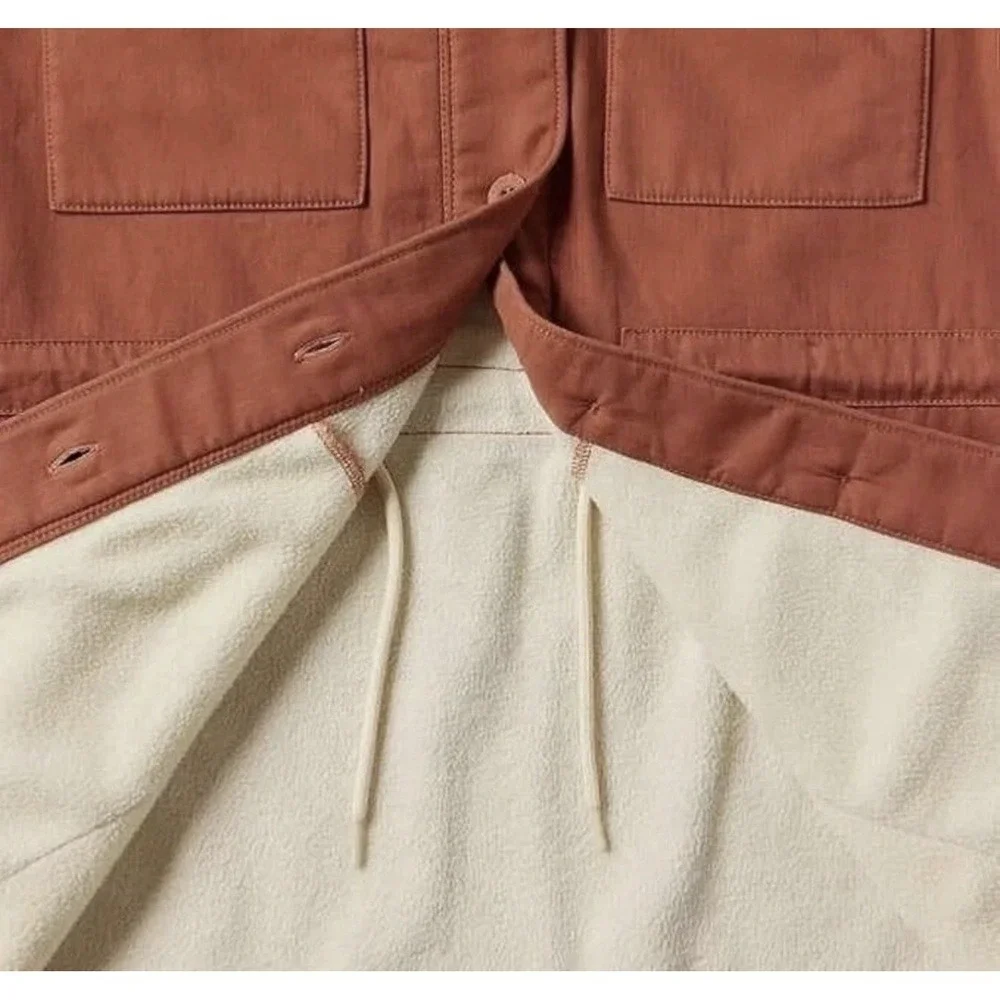 Hang‎ Ten Sherpa Lined Jacket Women M Button Front Utility Coat Salmon Rust Tan
